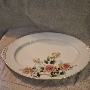 Elegant Floral Serving Platter with Roses